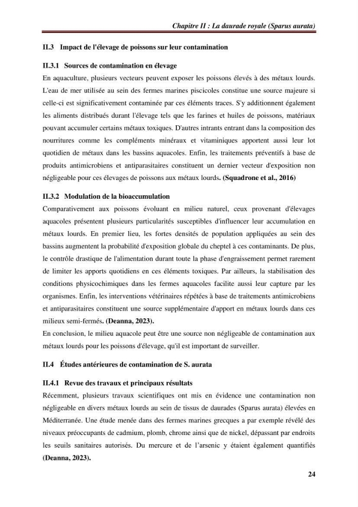 Estimation de la contamination par certains métaux lourds au niveau de la chair d\'un poisson d\'élevage