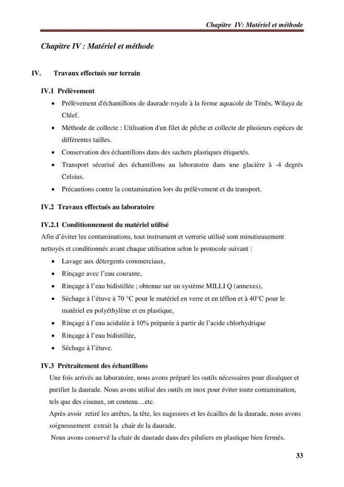Estimation de la contamination par certains métaux lourds au niveau de la chair d\'un poisson d\'élevage
