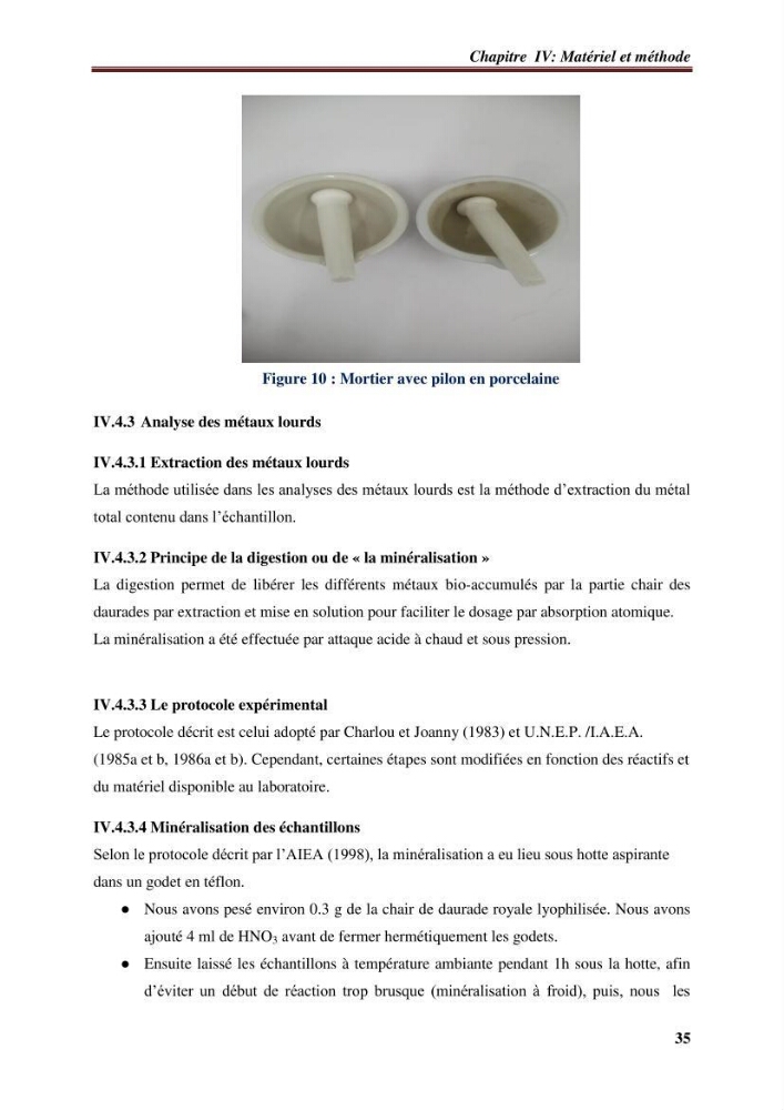 Estimation de la contamination par certains métaux lourds au niveau de la chair d\'un poisson d\'élevage