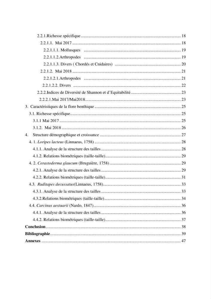 Etude de la structure du peuplement benthique de la lagune Mellah (El-Kala, Algérie) prélèvements: mai 2017 et mai 2018