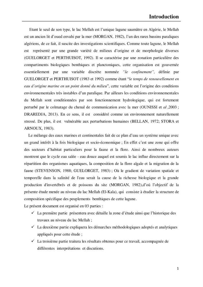 Etude de la structure du peuplement benthique de la lagune Mellah (El-Kala, Algérie) prélèvements: mai 2017 et mai 2018