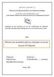 Mesures des paramètres physico-chimiques au niveau du port d'El Djamila