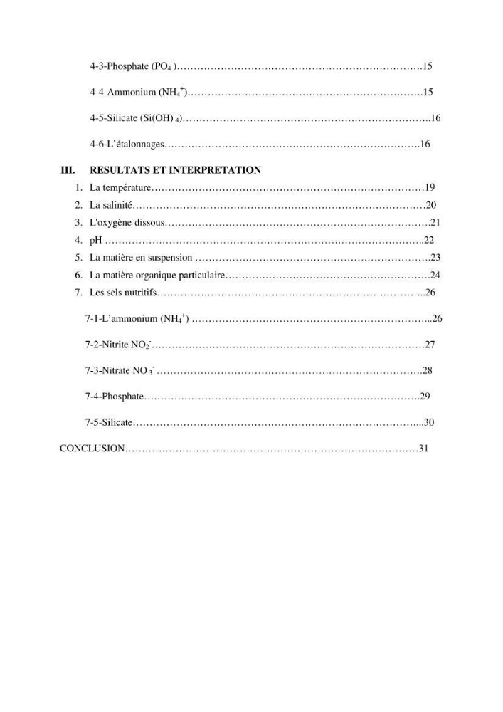 Mesures des paramètres physico-chimiques au niveau du port d\'El Djamila