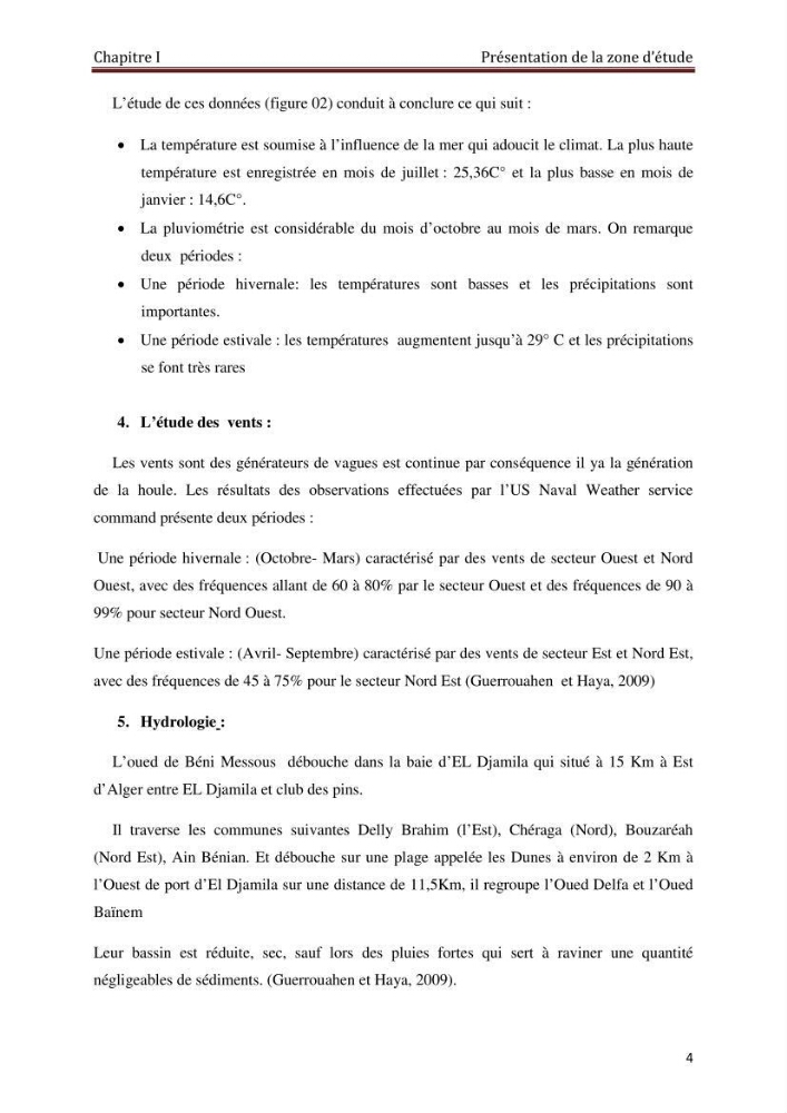 Mesures des paramètres physico-chimiques au niveau du port d\'El Djamila