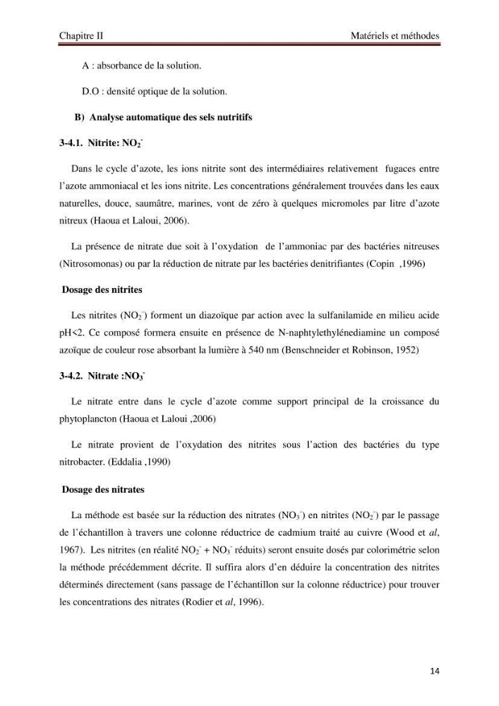Mesures des paramètres physico-chimiques au niveau du port d\'El Djamila