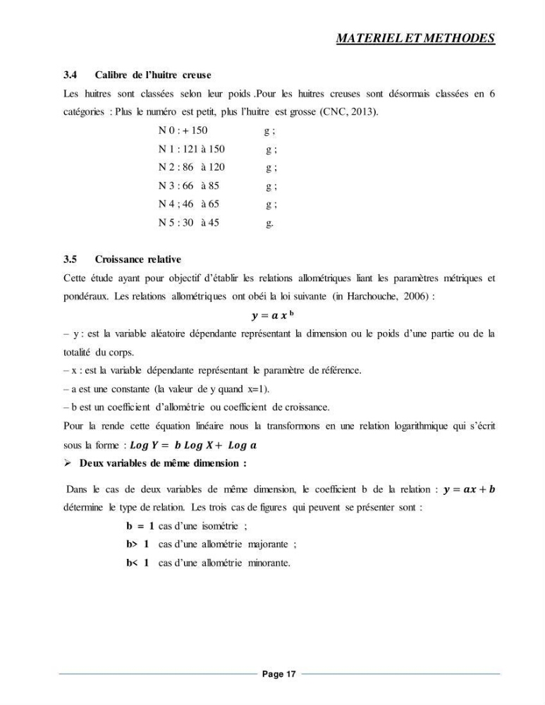 Etude de la croissance de l\'Huitre creuse Crassostrea Gigas (Thunberg, 1793) Ain Tagourait Tipaza: