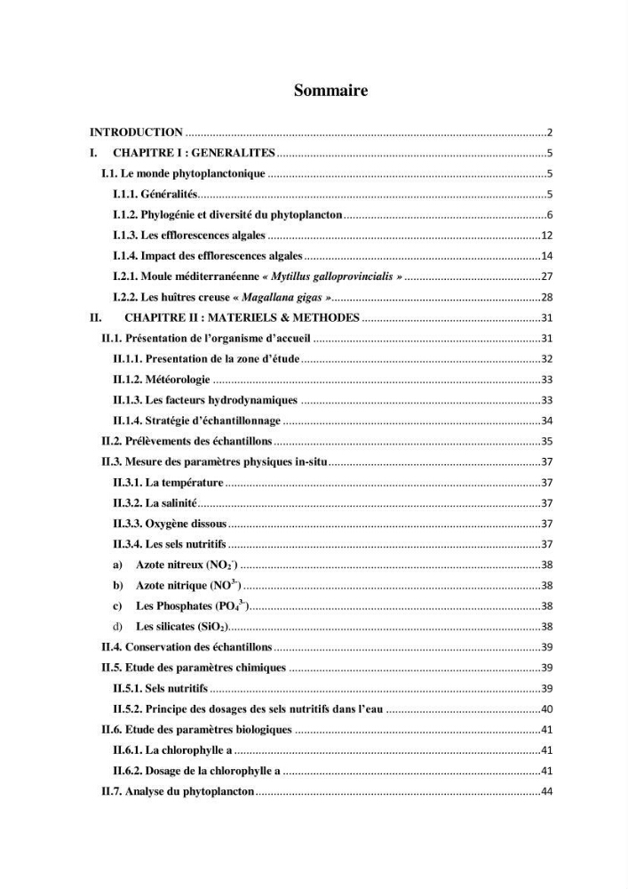 Diagnostic sur la contamination des mollusques par le phytoplancton toxique ou/et nuisible d’une ferme conchylicole « CULTMARE »