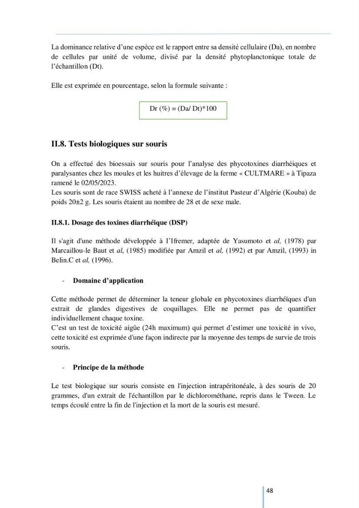 Diagnostic sur la contamination des mollusques par le phytoplancton toxique ou/et nuisible d’une ferme conchylicole « CULTMARE »