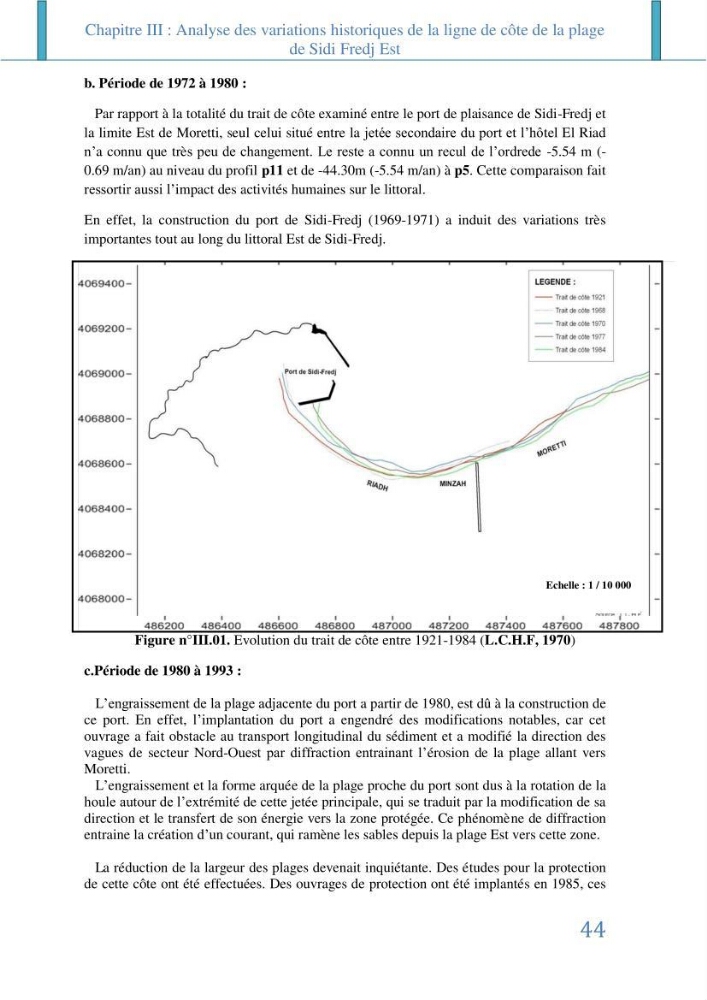 Impact des infrastructures littorales sur l\'évolution du trait de côte dans dans une zone soumise à un fort transit sédimentaire: cas de Sidi Fredj
