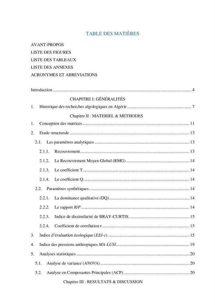 Contribution à l’étude de la diversité de la flore macroalgale infralittorale de la côte algéroise évaluation de la qualité écologique