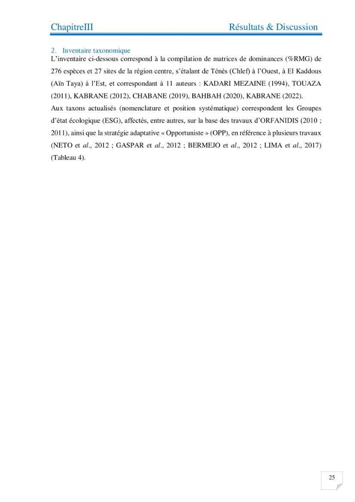 Contribution à l’étude de la diversité de la flore macroalgale infralittorale de la côte algéroise évaluation de la qualité écologique