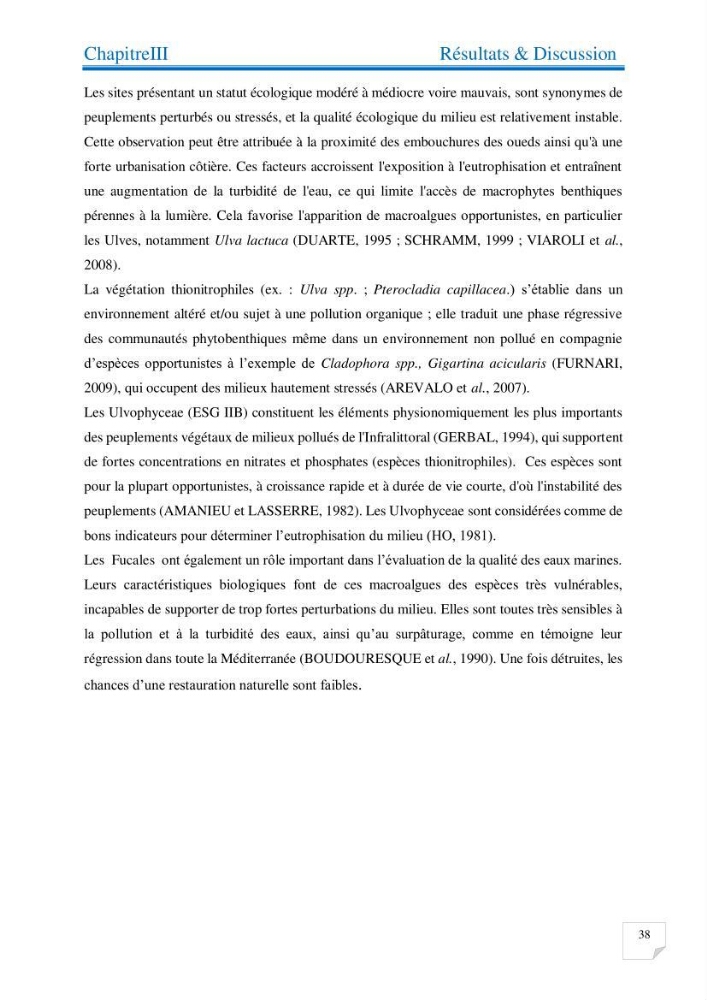 Contribution à l’étude de la diversité de la flore macroalgale infralittorale de la côte algéroise évaluation de la qualité écologique
