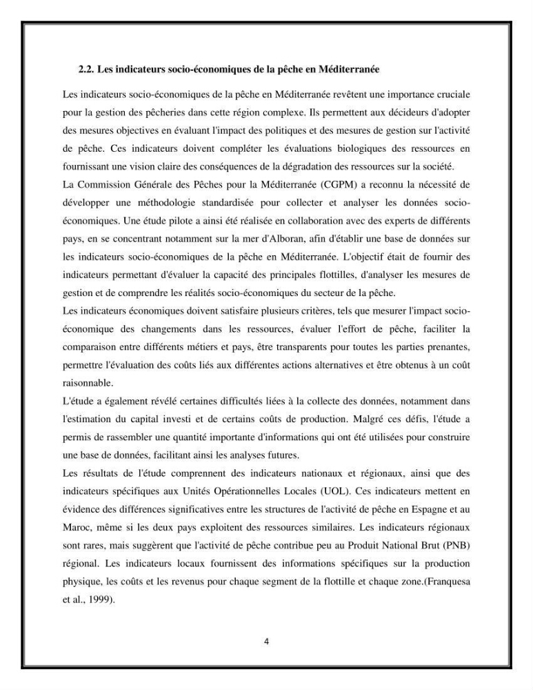 Contribution à l’étude de quelques indicateurs socioéconomiques de la pêcherie dans les ports Bouharoun et Cherchell