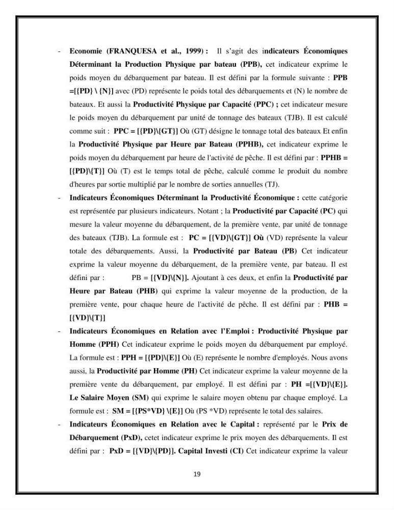 Contribution à l’étude de quelques indicateurs socioéconomiques de la pêcherie dans les ports Bouharoun et Cherchell