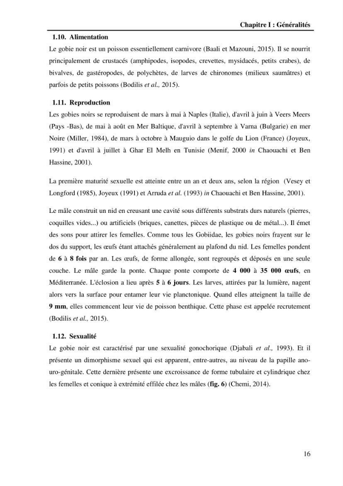 Contribution à l\'étude de la croissance et de l\'exploitation du Gobie noir Gobius niger L., 1758 ( Perciformes, Gobidae) du golg de Annaba: