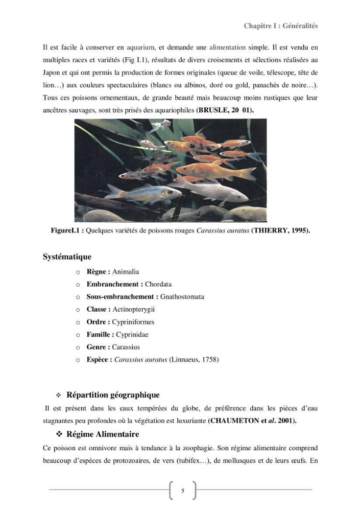 Contribution à la reproduction de quelques espèces de poissons d’ornements d’eau douce :