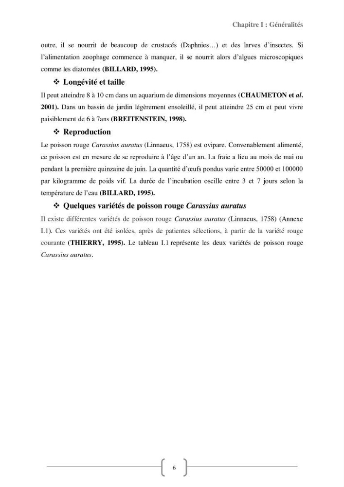 Contribution à la reproduction de quelques espèces de poissons d’ornements d’eau douce :