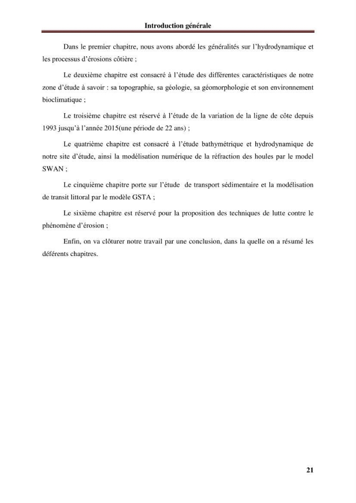 Analyse statistique de l\'évolution morphodynamique du morphodynamique du littoral de Boumerdès