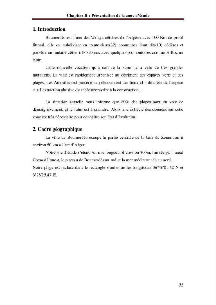 Analyse statistique de l\'évolution morphodynamique du morphodynamique du littoral de Boumerdès