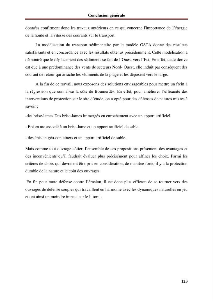 Analyse statistique de l\'évolution morphodynamique du morphodynamique du littoral de Boumerdès