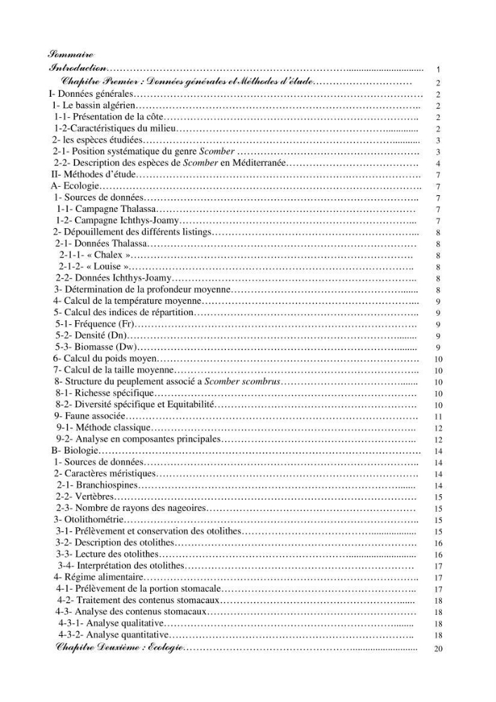 Contribution à l\'étude de l\'écologie et de la biologie du genre scomber: