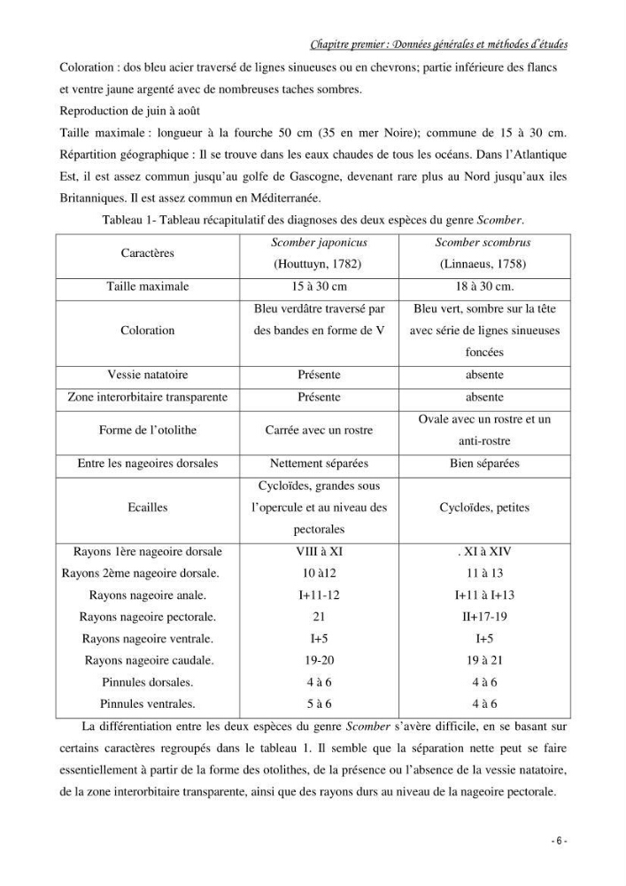 Contribution à l\'étude de l\'écologie et de la biologie du genre scomber: