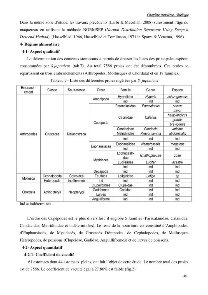 Contribution à l\'étude de l\'écologie et de la biologie du genre scomber: