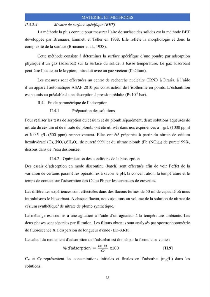 Elimination d’élément radioactif Cs* et d’élément trace métallique Pb en solution aqueuse par adsorption sur les carapaces de crevettes: