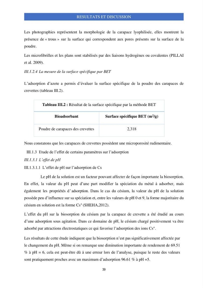 Elimination d’élément radioactif Cs* et d’élément trace métallique Pb en solution aqueuse par adsorption sur les carapaces de crevettes:
