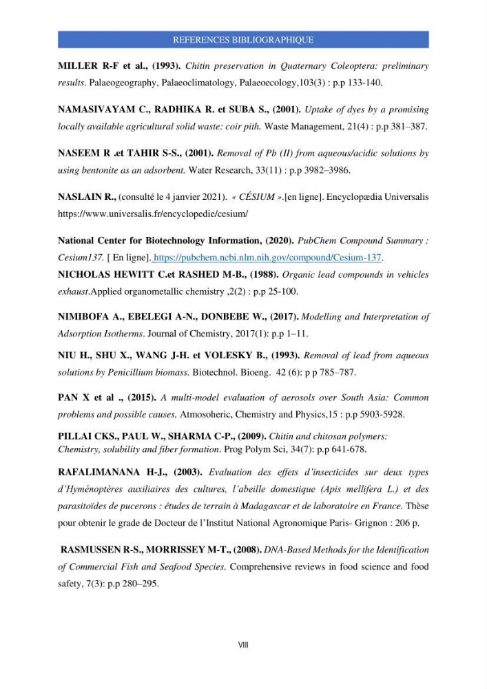 Elimination d’élément radioactif Cs* et d’élément trace métallique Pb en solution aqueuse par adsorption sur les carapaces de crevettes: