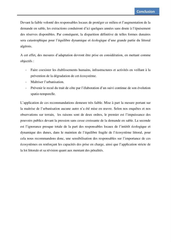 Etude des écosystèmes dunaires algérois