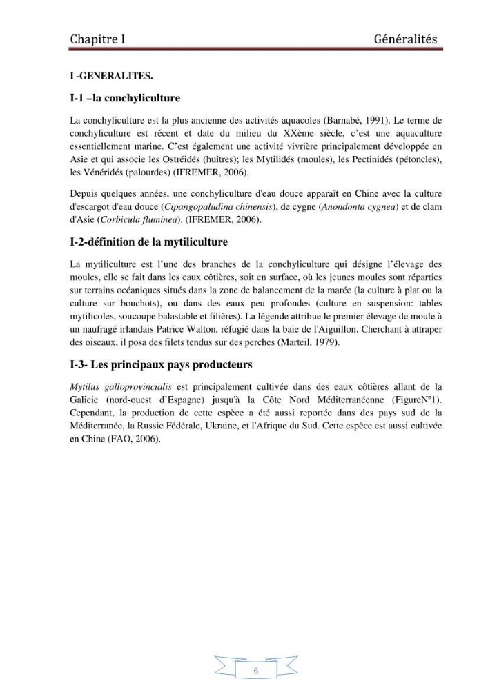 Essai de la reproduction artificielle de la moule mytilus galloprovincialis (lamark,1819)et l\'étude comparative de l\'induction de ponte par choc thermique et choc chimique: