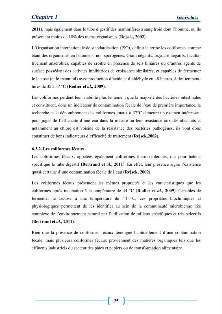 Evaluation des paramètres physico-chimiques et bactériologiques au niveau de la plage El Bahdja avec les apports de l\'Oued Béni-Messous