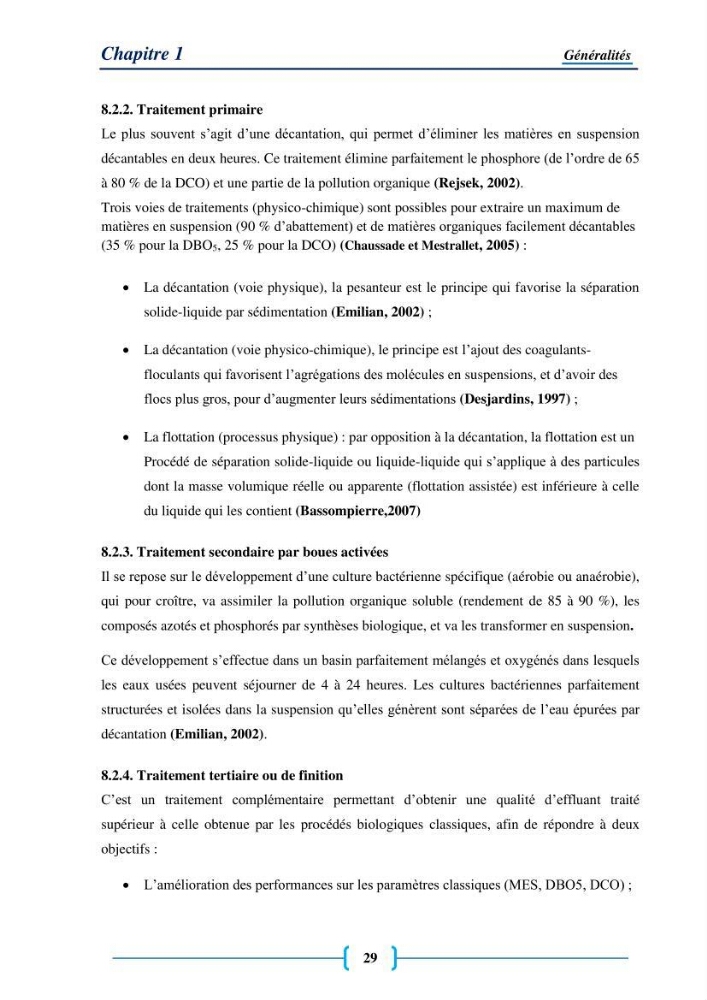 Evaluation des paramètres physico-chimiques et bactériologiques au niveau de la plage El Bahdja avec les apports de l\'Oued Béni-Messous