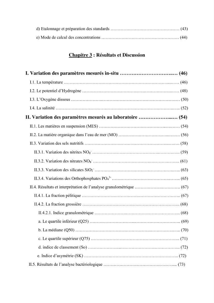 Suivi des pramètres de pollution des eau littorles de de la Baie de Bou-Ismail et impact des aménagemnts coties