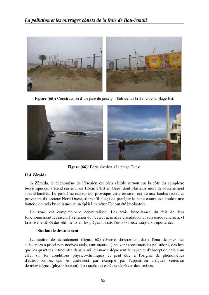 Suivi des pramètres de pollution des eau littorles de de la Baie de Bou-Ismail et impact des aménagemnts coties
