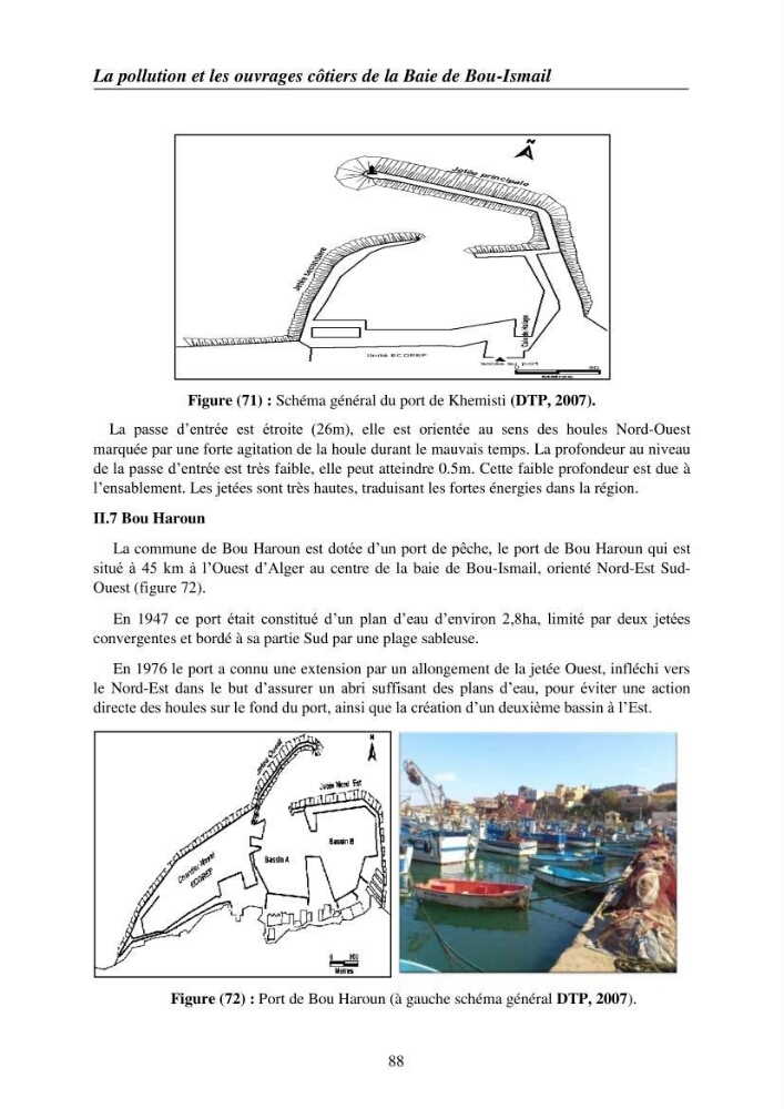 Suivi des pramètres de pollution des eau littorles de de la Baie de Bou-Ismail et impact des aménagemnts coties