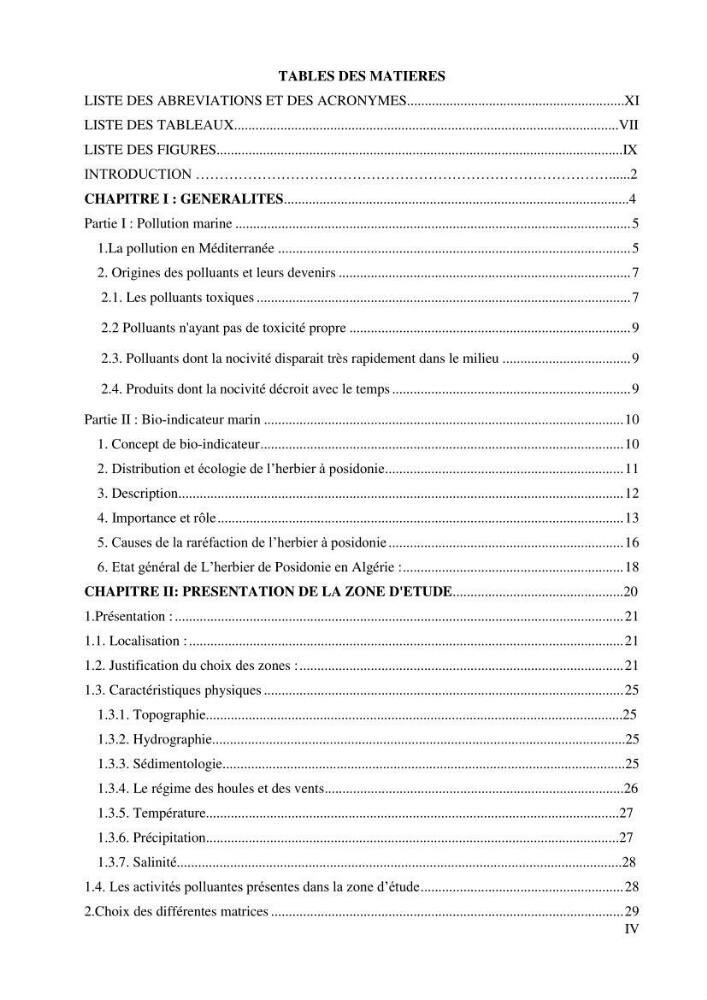 Contribution à l’étude de la pollution chimique et les paramètres vitaux de l’écosystème à Posidonia oceanica dans le front de mer de Bou- Ismail et de la Corne d’or de Tipaza.: