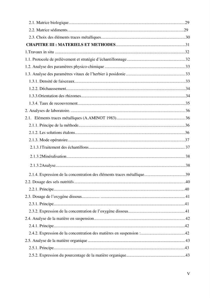 Contribution à l’étude de la pollution chimique et les paramètres vitaux de l’écosystème à Posidonia oceanica dans le front de mer de Bou- Ismail et de la Corne d’or de Tipaza.: