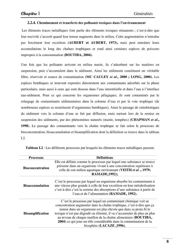 Contribution à l’étude de la pollution chimique et les paramètres vitaux de l’écosystème à Posidonia oceanica dans le front de mer de Bou- Ismail et de la Corne d’or de Tipaza.: