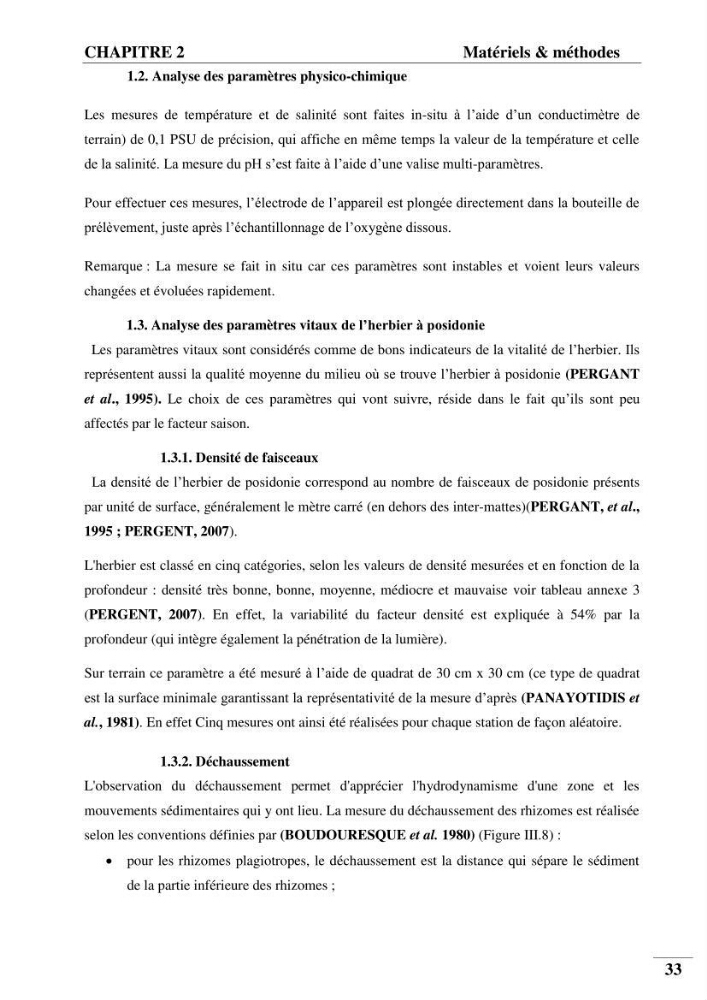 Contribution à l’étude de la pollution chimique et les paramètres vitaux de l’écosystème à Posidonia oceanica dans le front de mer de Bou- Ismail et de la Corne d’or de Tipaza.: