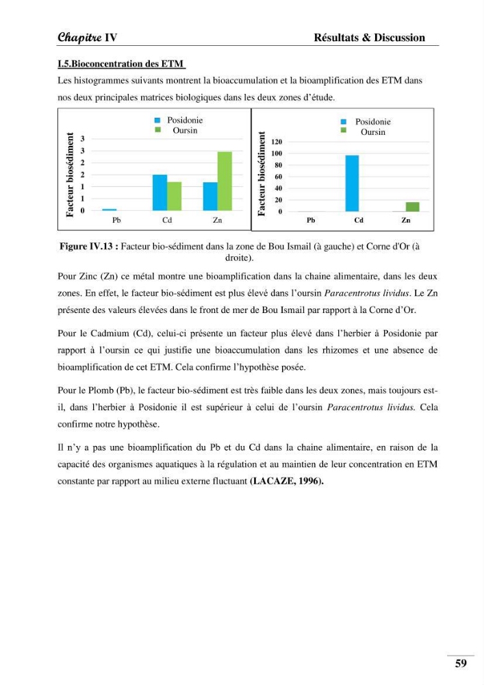 Contribution à l’étude de la pollution chimique et les paramètres vitaux de l’écosystème à Posidonia oceanica dans le front de mer de Bou- Ismail et de la Corne d’or de Tipaza.: