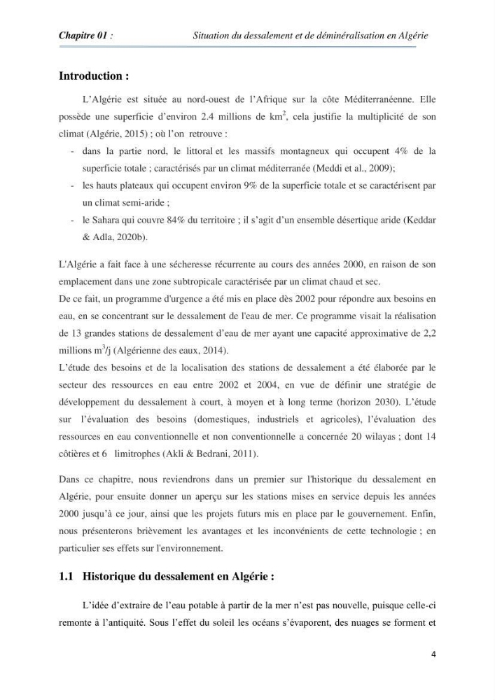 Suivi du procédé de dessalement de l\'eau de mer de la station d\'El Marsa et caractérisation des rejets de saumure