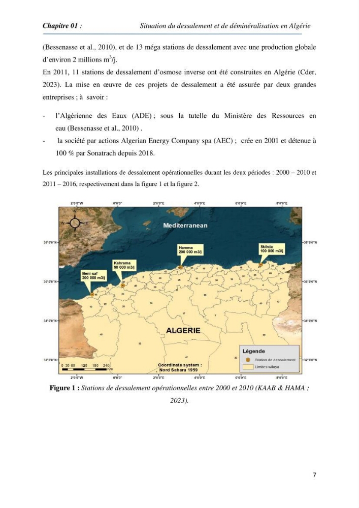 Suivi du procédé de dessalement de l\'eau de mer de la station d\'El Marsa et caractérisation des rejets de saumure