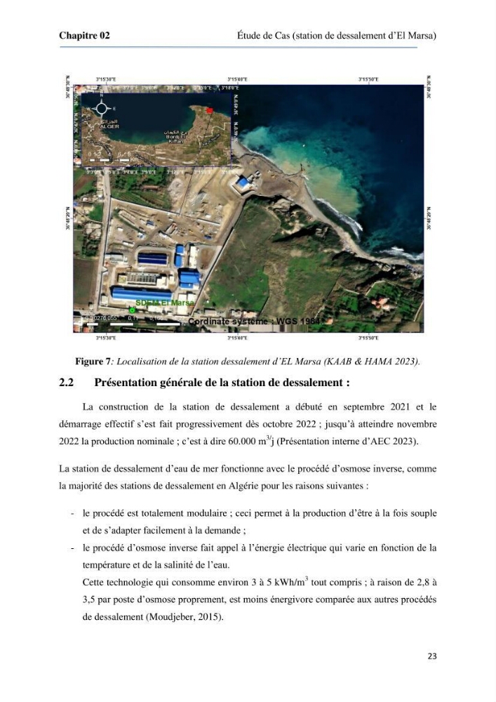 Suivi du procédé de dessalement de l\'eau de mer de la station d\'El Marsa et caractérisation des rejets de saumure