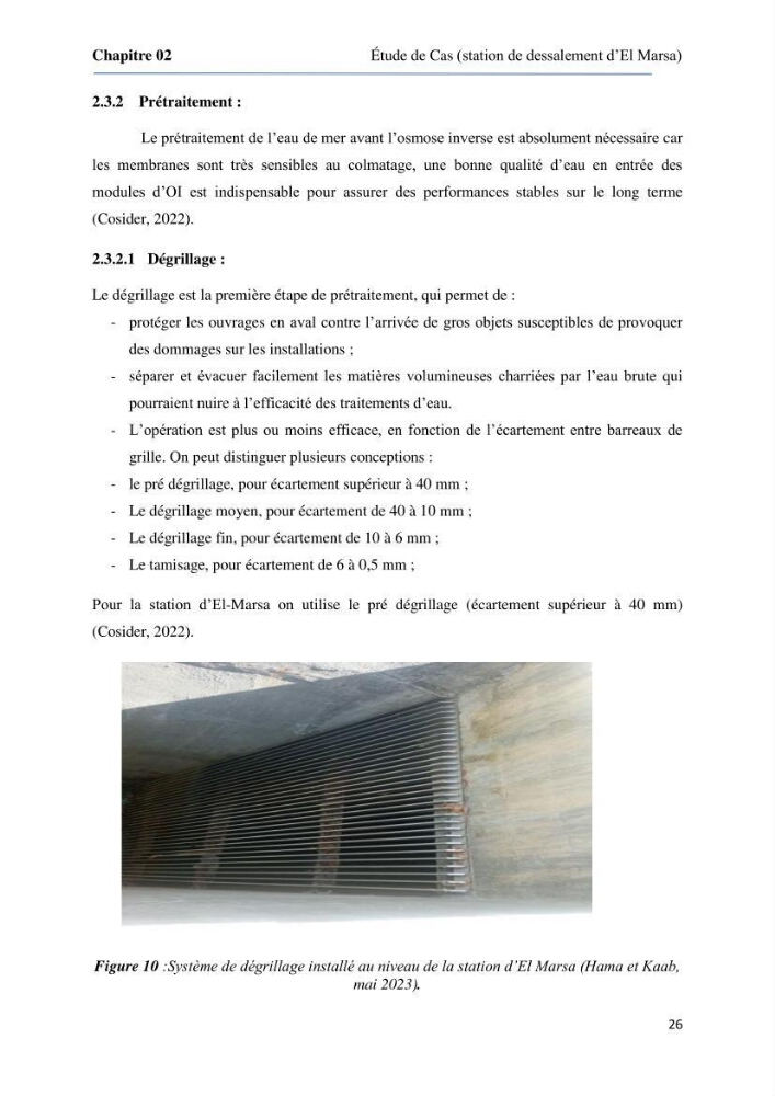 Suivi du procédé de dessalement de l\'eau de mer de la station d\'El Marsa et caractérisation des rejets de saumure