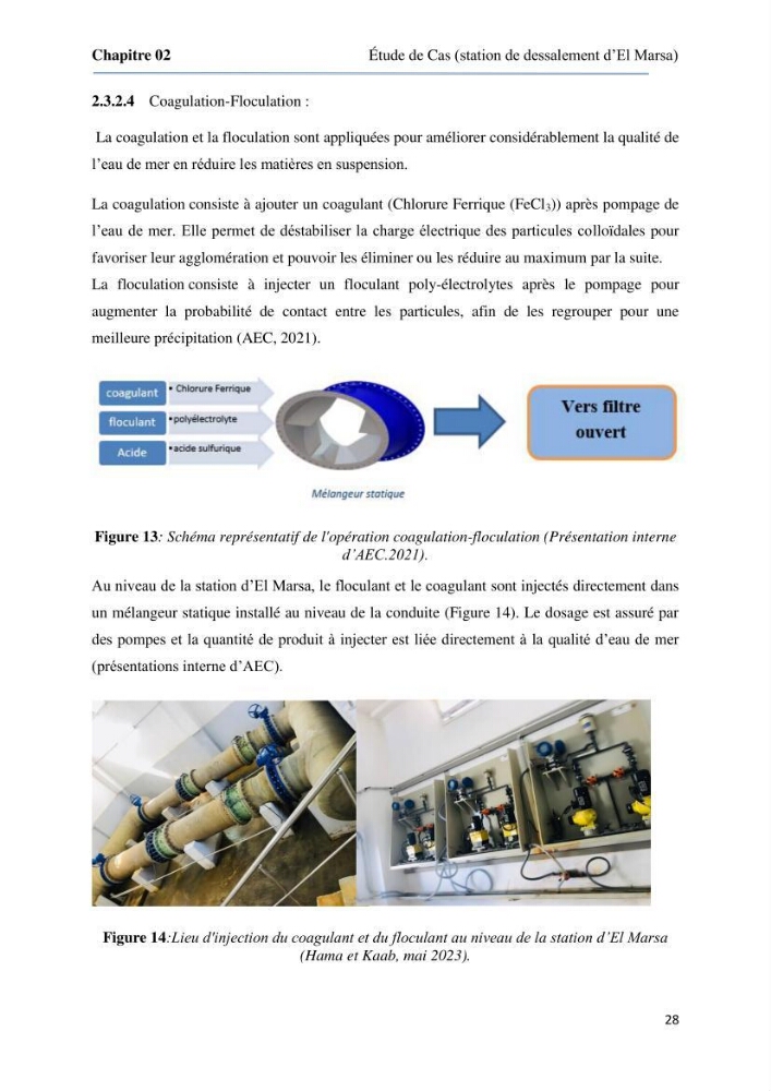 Suivi du procédé de dessalement de l\'eau de mer de la station d\'El Marsa et caractérisation des rejets de saumure