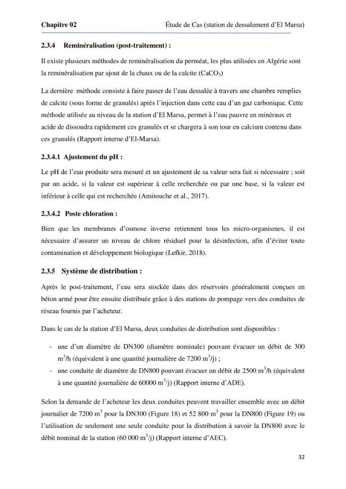 Suivi du procédé de dessalement de l\'eau de mer de la station d\'El Marsa et caractérisation des rejets de saumure