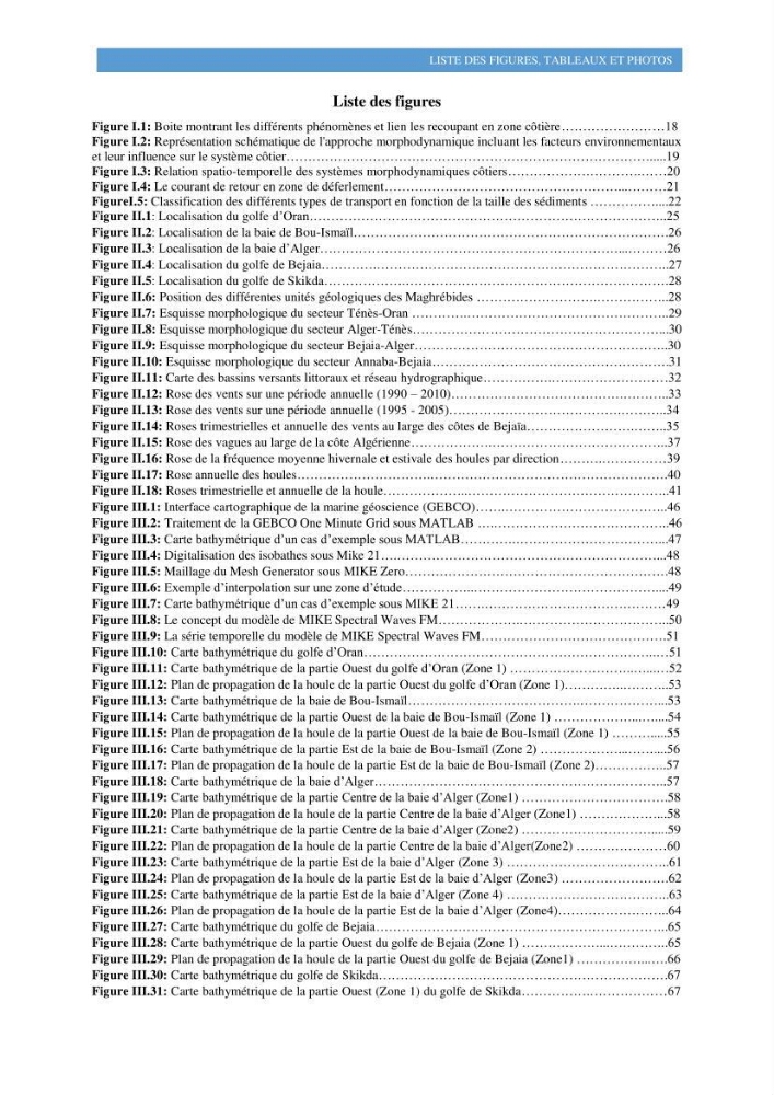 Modelisation numérique de la cinématique du trait de côte et la dynamique sédimentaire des plages sableuses (qOran, Bou-Ismail,Alger, Bejaia et Skikda) : cas d\'étude : Sidi Fredj