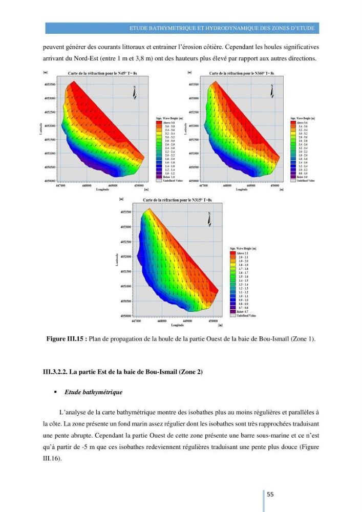 Modelisation numérique de la cinématique du trait de côte et la dynamique sédimentaire des plages sableuses (qOran, Bou-Ismail,Alger, Bejaia et Skikda) : cas d\'étude : Sidi Fredj